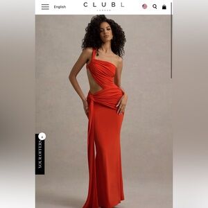 Club L London One-Shoulder Cutout Dress in Fiery Red